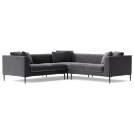 Swoon Alena Velvet 5 Seater Corner Sofa - Granite Grey