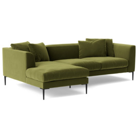 Swoon Alena Velvet Left Hand Corner Sofa - Fern Green