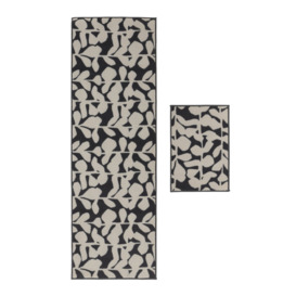 Habitat Washable Polyester Floral Doormat & Runner Set- Grey