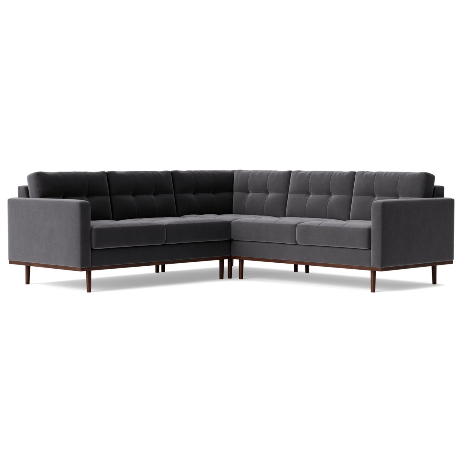 Swoon Berlin Velvet 5 Seater Corner Sofa - Granite Grey