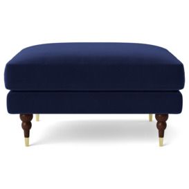 Swoon Charlbury Velvet Ottoman Footstool - Ink Blue