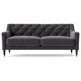 Swoon Pritchard Velvet 2 Seater Sofa - Granite Grey
