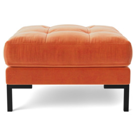 Swoon Landau Velvet Ottoman Footstool - Burnt Orange