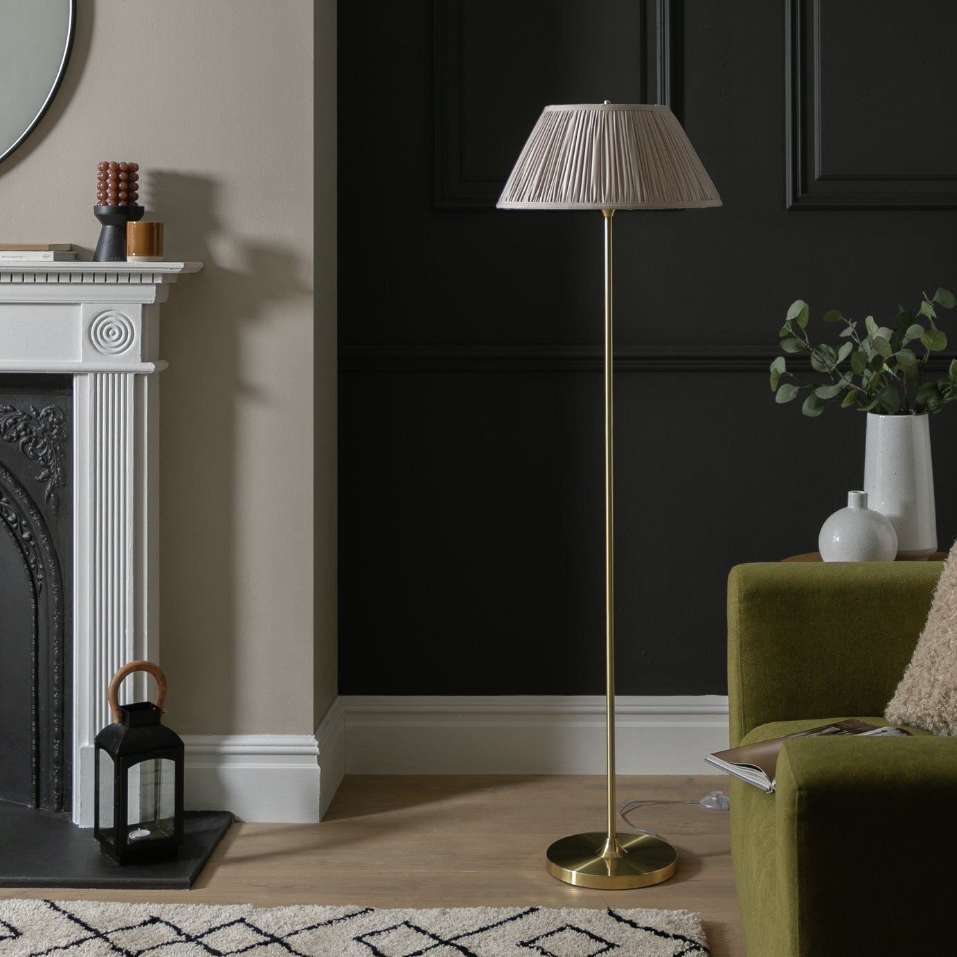 Argos Home Pleated Floor Lamp Satin Brass by Habitat