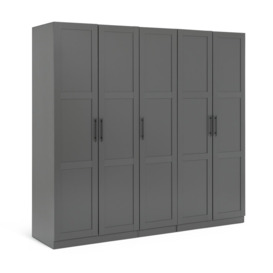 Habitat Munich Panelled 5 Door Wardrobe - Anthracite