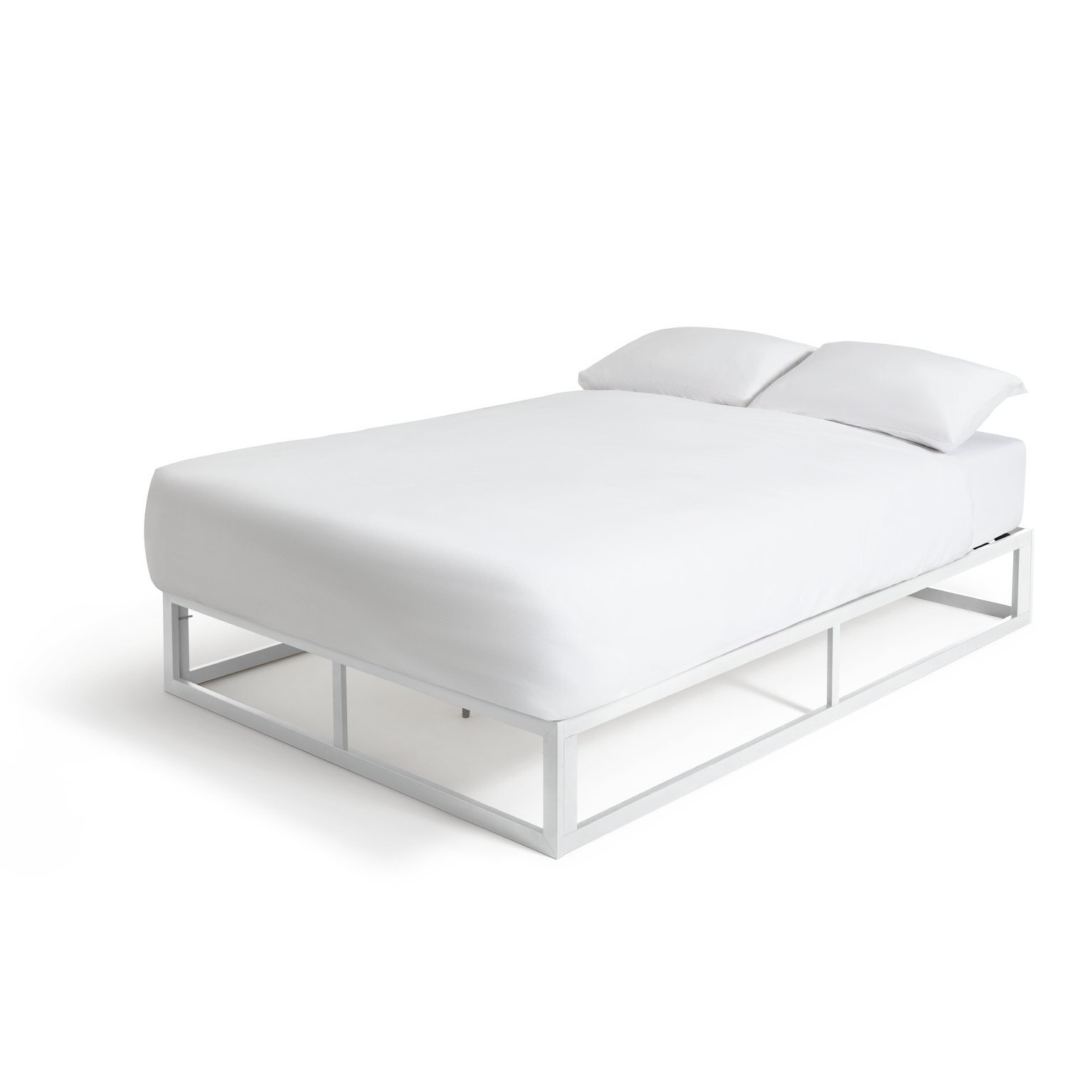 Habitat Platform Double Metal Bed Frame - White