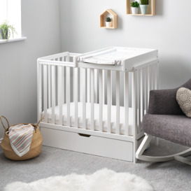 Obaby Bantam Space Saver Cot Drawer Changer & Mattress - Wht