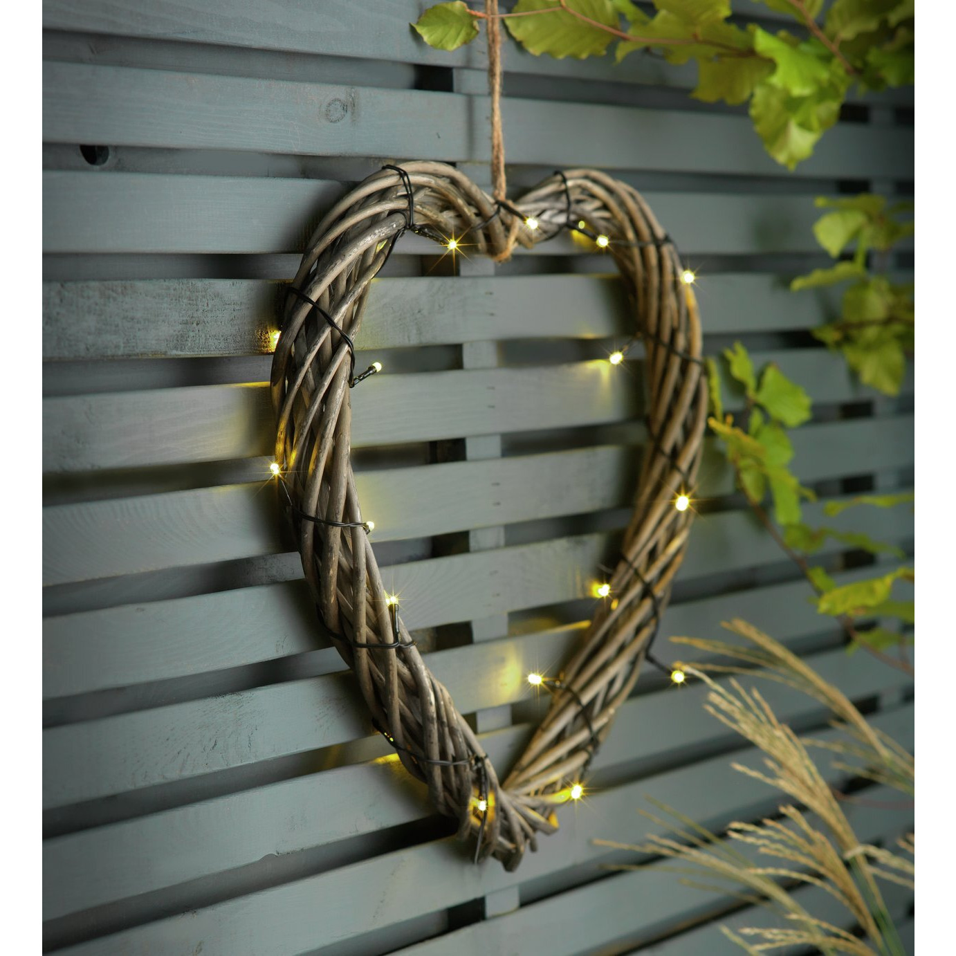 Garden by Sainsbury's Solar LED Wicker Heart Light