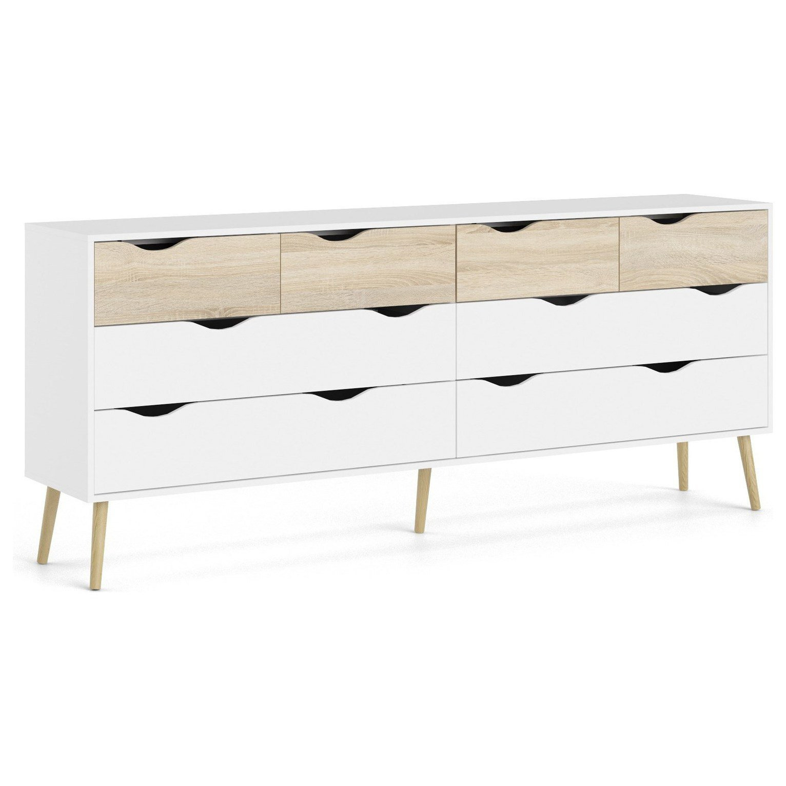 Tvilum Oslo 4+4 Drawer Chest - White and Oak