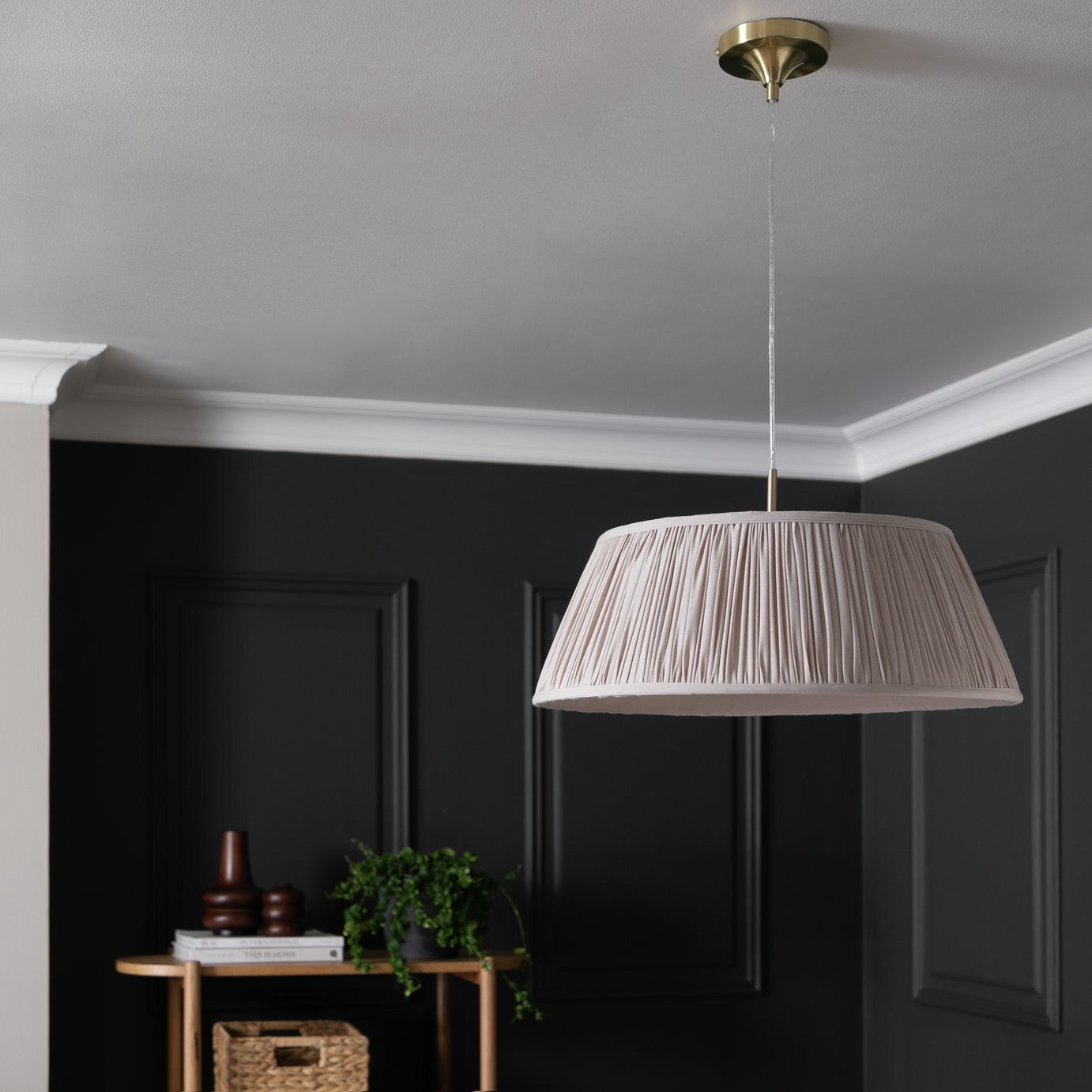 Argos Home Pleated Shade Metal Pendant Light Satin Brass by