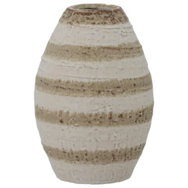 Bloomingville Stoneware Striped Charlen Vase - Cream