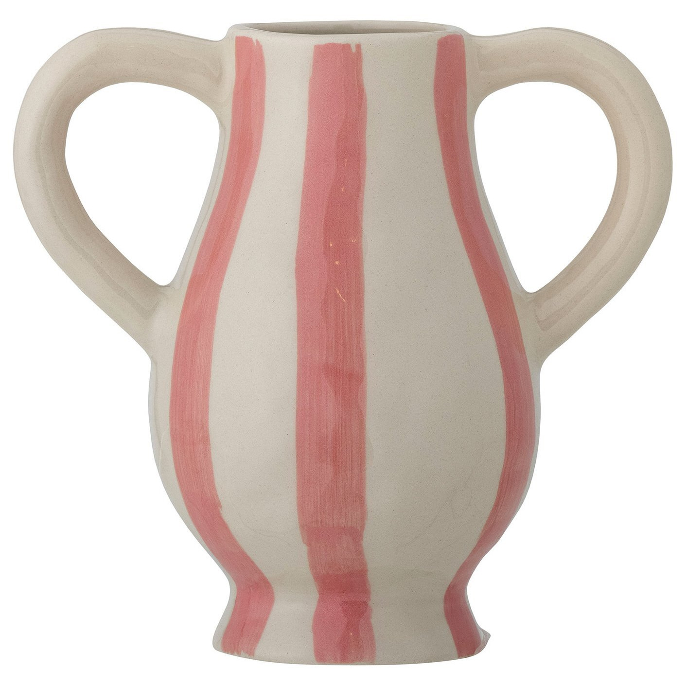 Bloomingville Binti Striped Stoneware Vase - Cream & Pink