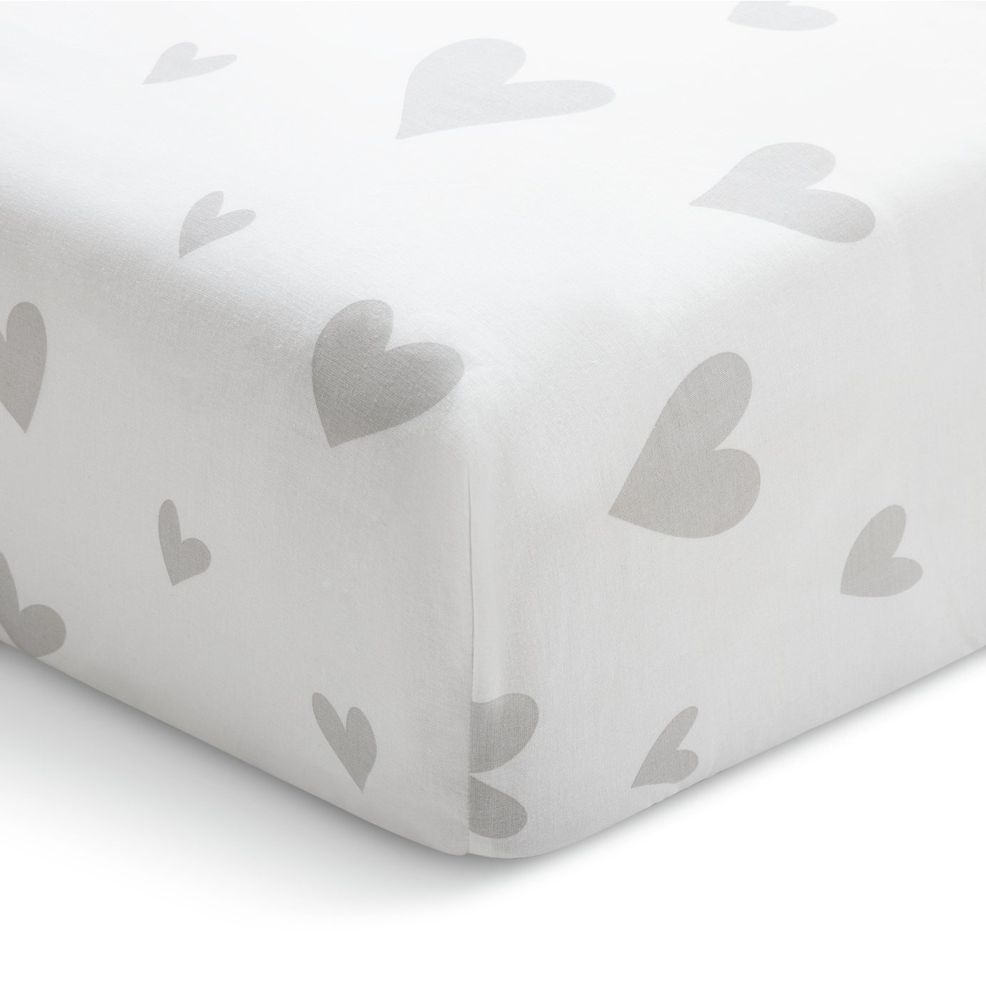 Habitat Hearts Printed White Fitted Sheet - Single