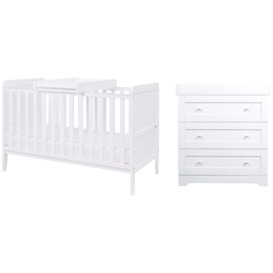 Tutti Bambini Rio Cot Bed and Dresser Nursery Set - White