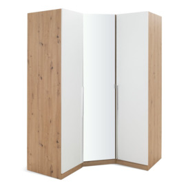 Habitat Munich Corner 3 Door Mirror Wardrobe - Oak