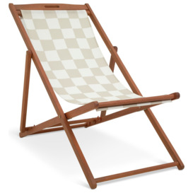 Habitat Folding Wooden Garden Deck Chair- Cream & White