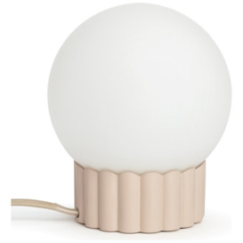 Habitat Ribbed Globe Table Lamp - White & Natural