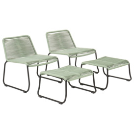 Pacific Pang Pair of Metal Garden Chair with Stools - Green