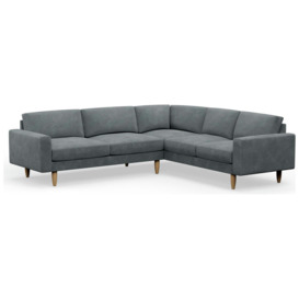 Hutch Velvet Block Arm 6 Seater Corner Sofa - Slate Grey