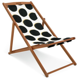 Habitat Folding Wooden Garden Deck Chair - Black & White