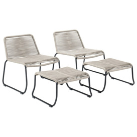 Pacific Pang Pair of Metal Garden Chair with Stools - Grey