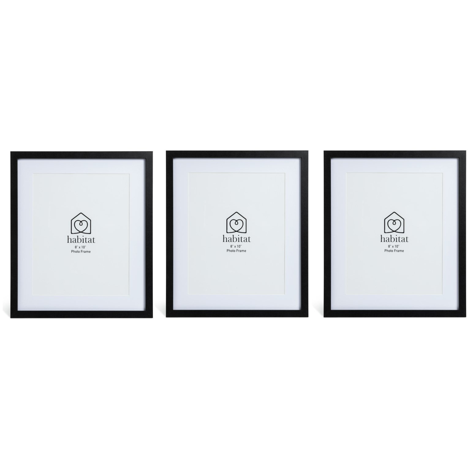 """Habitat Wooden Picture Frame - Pack of 3 - Black - 8x10"""""""