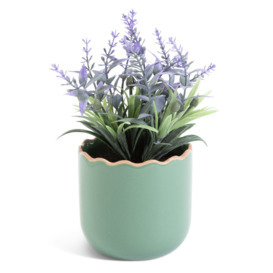 Habitat Artificial Lavender in Wavy Green Pot
