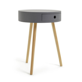 Habitat Otto 1 Drawer Round Bedside Table - Grey