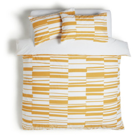Habitat Stripe Mustard & White Bedding Set - Double