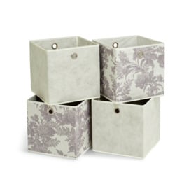 Habitat Set of 4 Squares Boxes - Grey & Floral