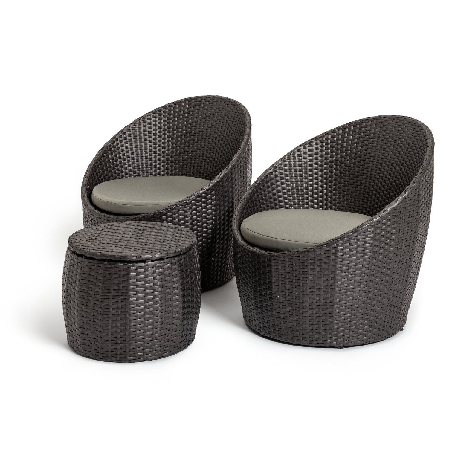 Habitat 2 Seater Wicker Garden Barrel Bistro Set - Charcoal
