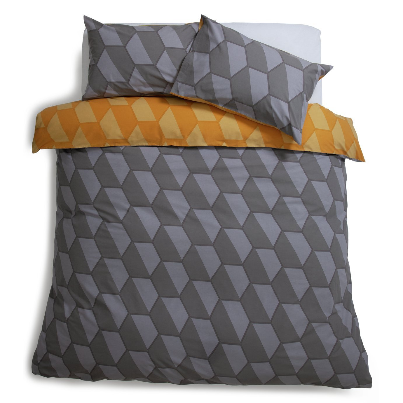 Habitat Industrial Geo Grey Reversible Bedding Set - Double