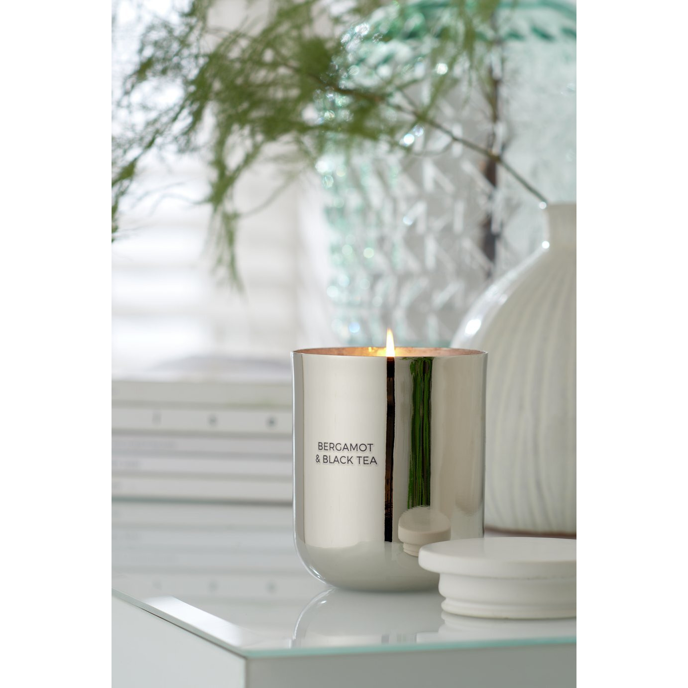 Habitat Chrome Lidded Candle - Bergamot and Black Tea