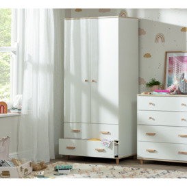 Habitat Melby 2 Door 2 Drawer Wardrobe - White & Acacia