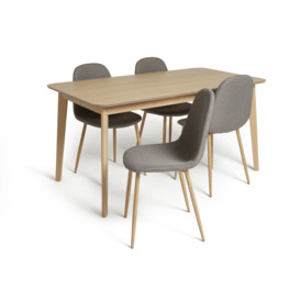 Habitat Skandi Wood Dining Table and 4 Beni Grey Chairs