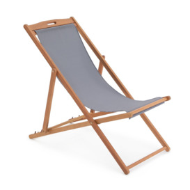 Habitat Folding Wooden Garden Deck Chair - Charcoal