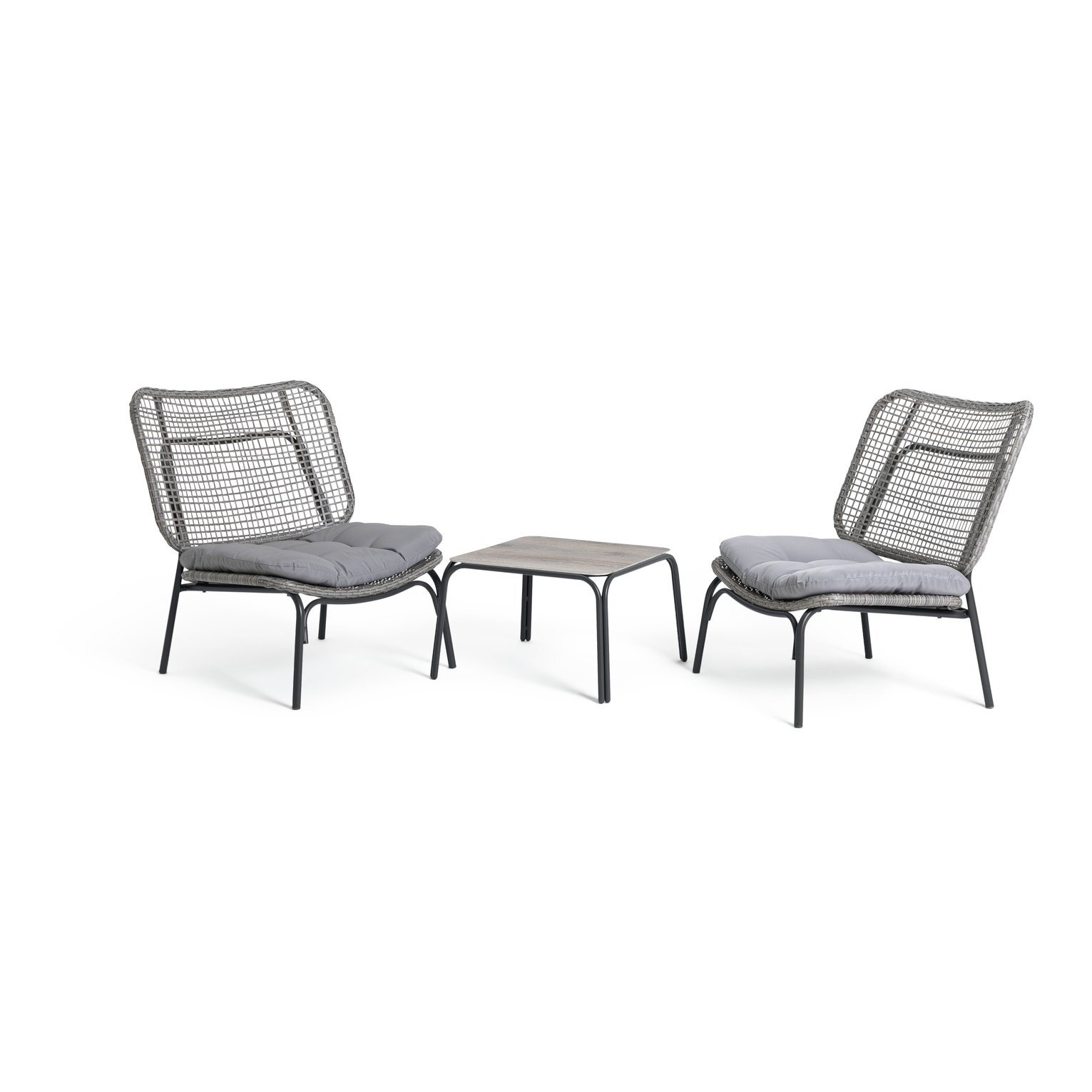 Habitat Nora 2 Seater Rattan Effect Garden Bistro Set - Grey