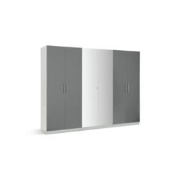 Habitat Munich 6 Door 2 Mirror Wardrobe - Grey Gloss