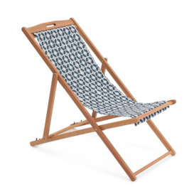 Habitat Folding Wooden Garden Deck Chair - Blue