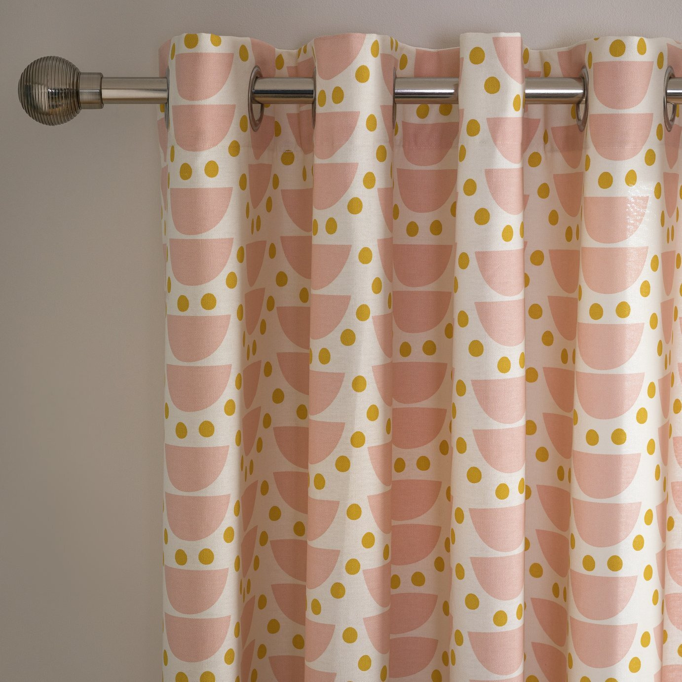 Habitat Half Moon Print Eyelet Curtain - Pink - 168x183cm