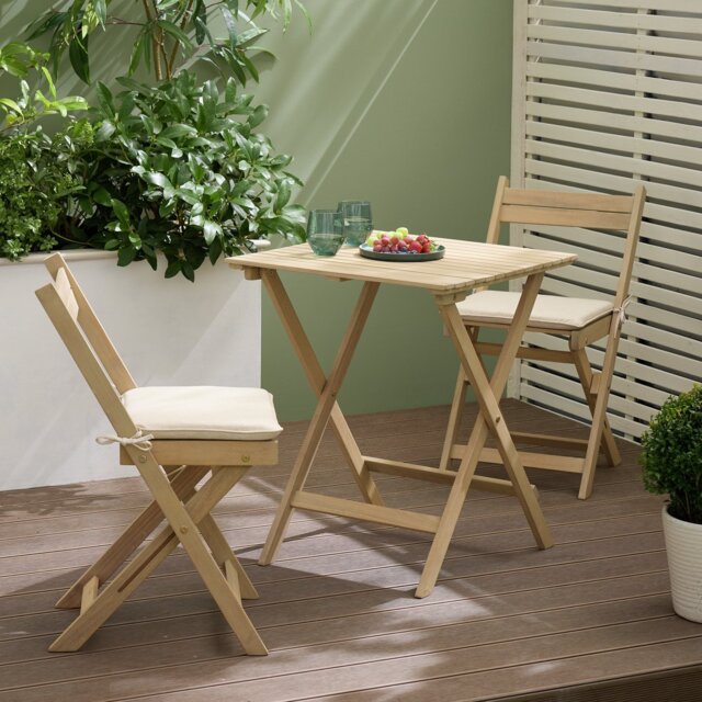 Habitat Evissa 2 Seater Folding Wooden Garden Bistro Set