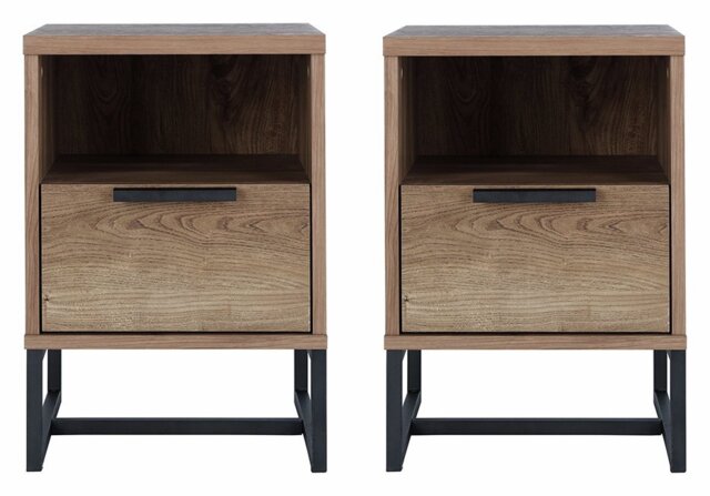 Habitat Nomad 1 Drawer Set of 2 Bedside Tables - Oak Effect