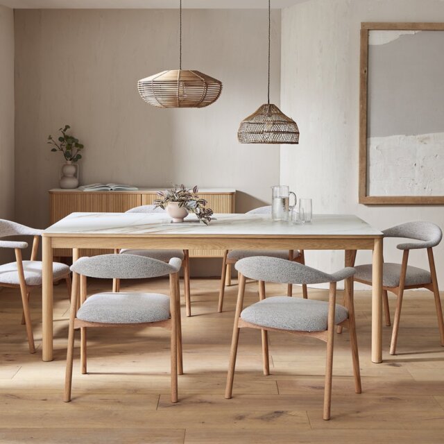 Habitat Lex Oak Dining Table & 6 Natural Chairs