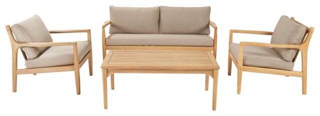 Pacific Malta 4 seater Wooden Garden Sofa Set - Natural