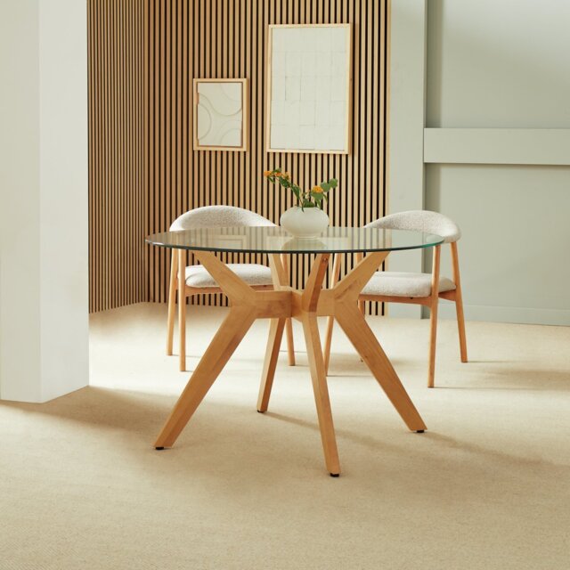 Habitat Zela Glass 4 Seater Dining Table - Natural