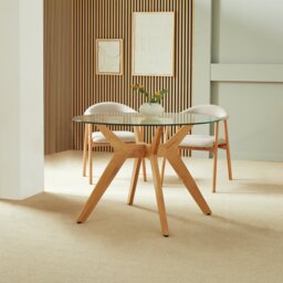 Habitat Zela Glass 4 Seater Dining Table - Natural