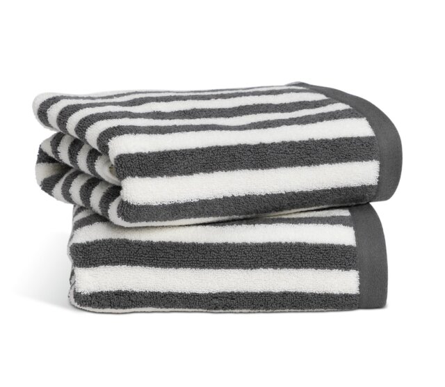 Habitat Grey Stripe 2 Pack Hand Towel