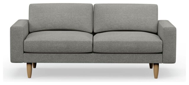 Hutch Fabric Block Arm 3 Seater Sofa - Dove Grey
