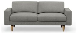 Hutch Fabric Block Arm 3 Seater Sofa - Dove Grey