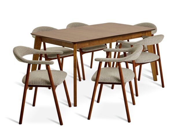 Habitat Callan Extend Walnut Dining Table & 6 Walnut Chairs